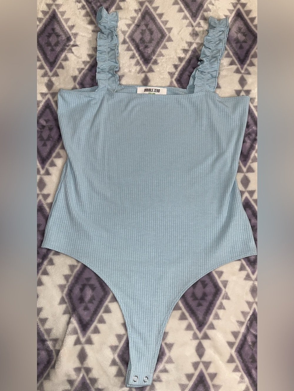 Double Zero Ribbed Ruffle-Strap Bodysuit